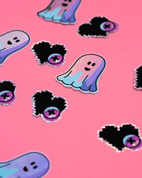 Pixel heart glitter sticker