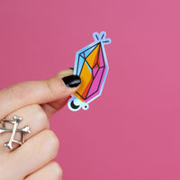 Orange crystal holographic sticker