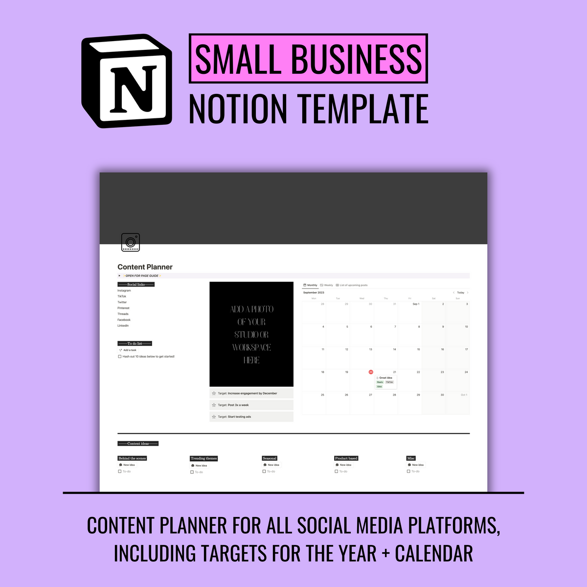 Complete small business hub Notion template