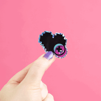 Pixel heart glitter sticker