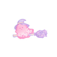 Broomstick witchy ghost sticker