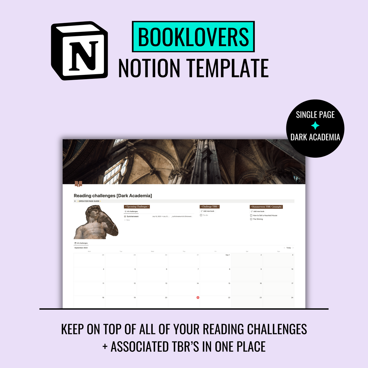 Reading challenges Notion template