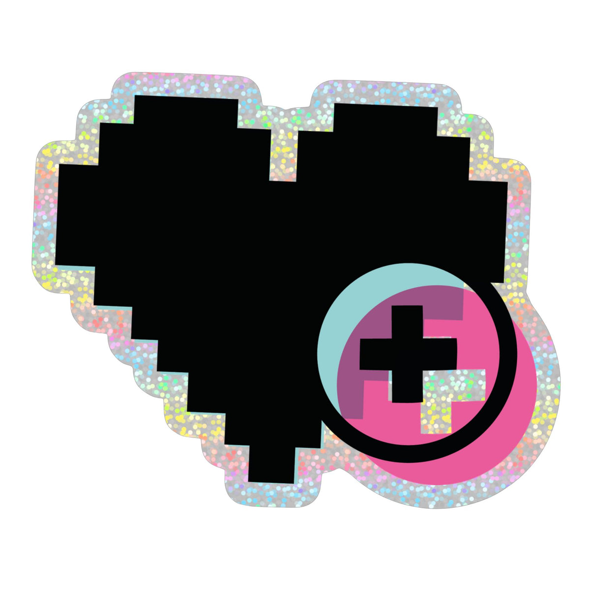 Pixel heart glitter sticker