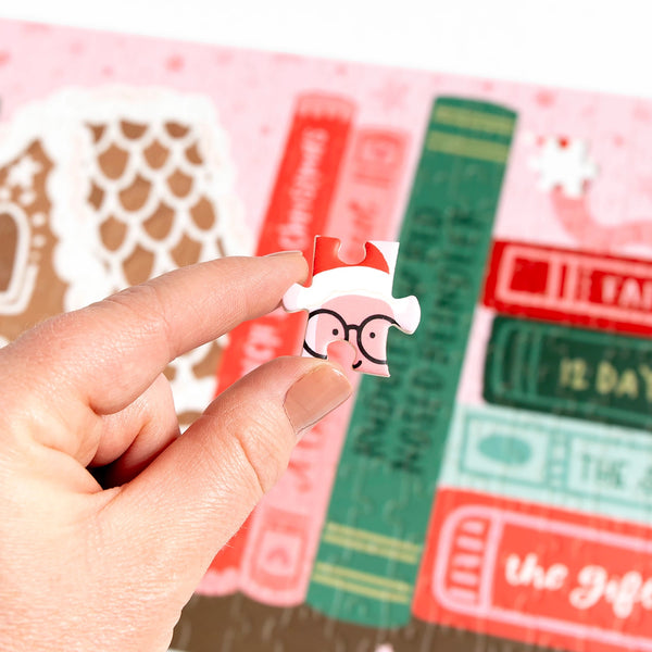Christmas bookshelf jigsaw puzzle