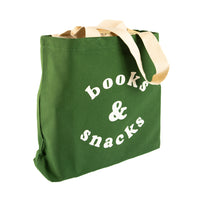 Books and snacks tote - green