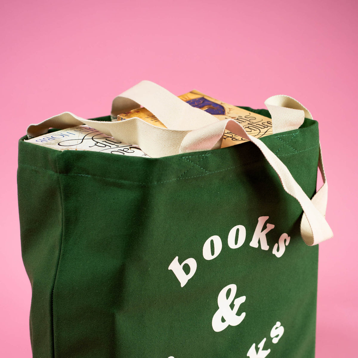 Books and snacks tote - green