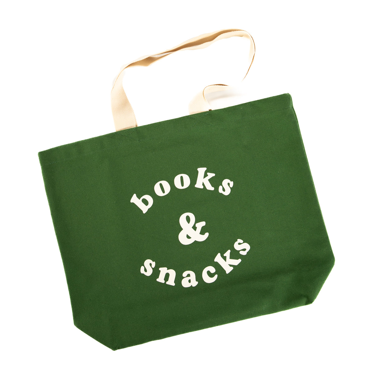 Books and snacks tote - green