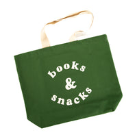 Books and snacks tote - green