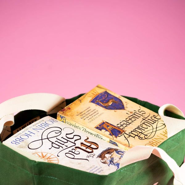 Books and snacks tote - green