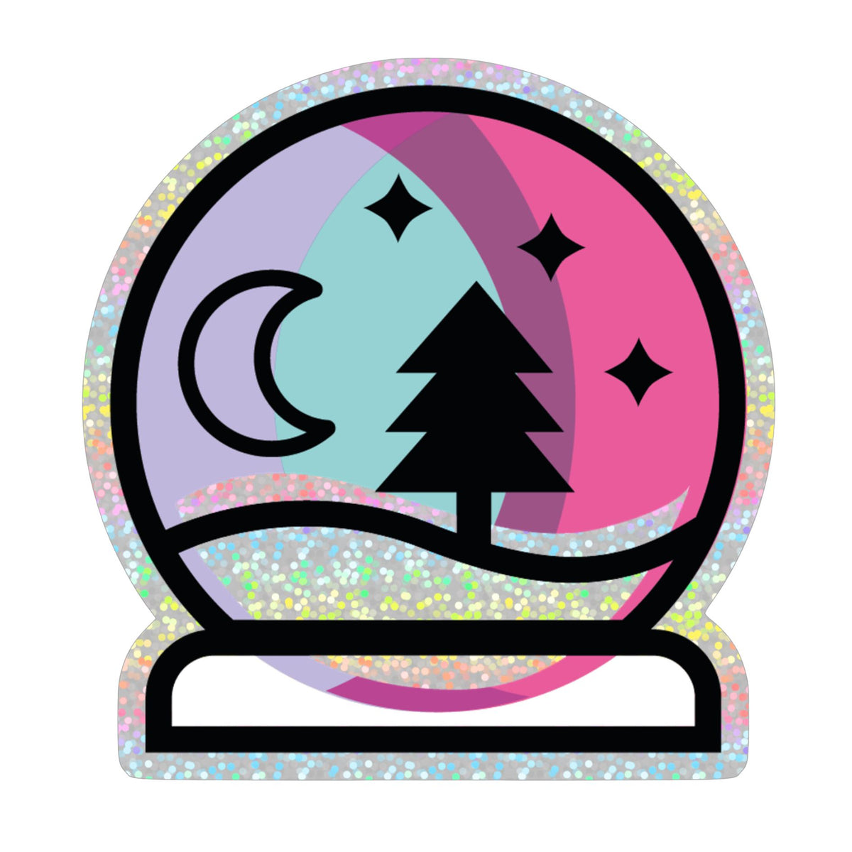 Aurora snow globe glitter sticker