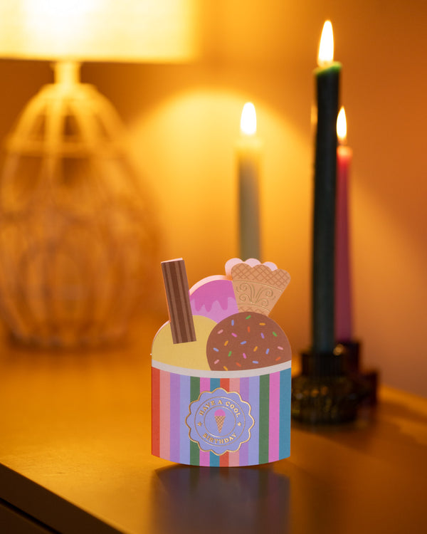 Ice cream tub happy birthday card