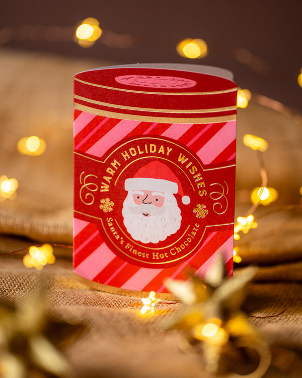 Santa's hot chocolate tin Christmas card