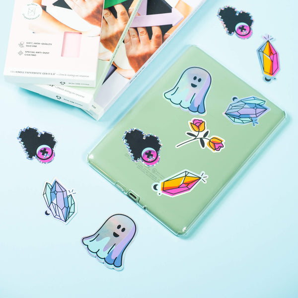 Pixel heart glitter sticker