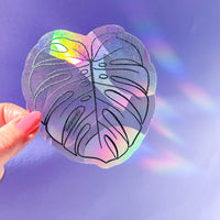 Monstera leaf suncatcher sticker