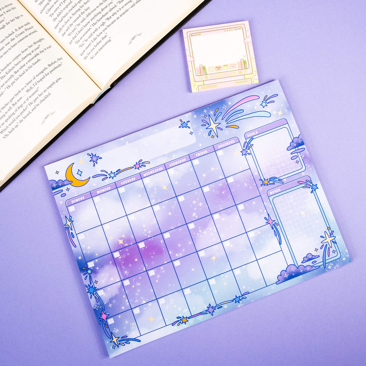 Celestial galaxy monthly planner pad