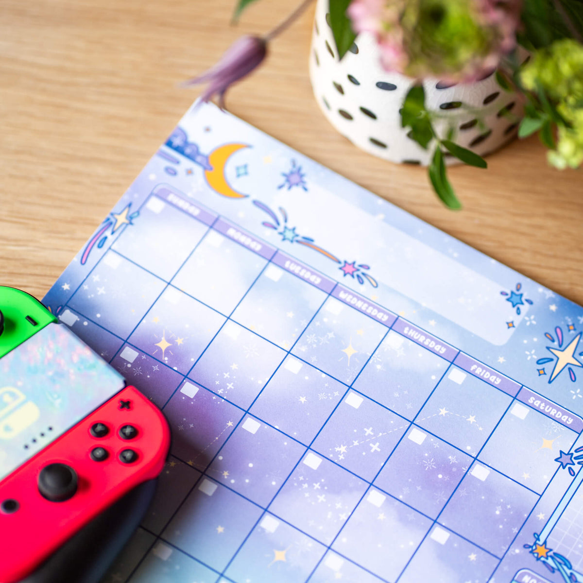 Celestial galaxy monthly planner pad