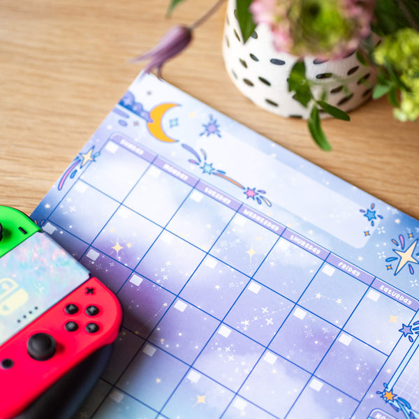 Celestial galaxy monthly planner pad