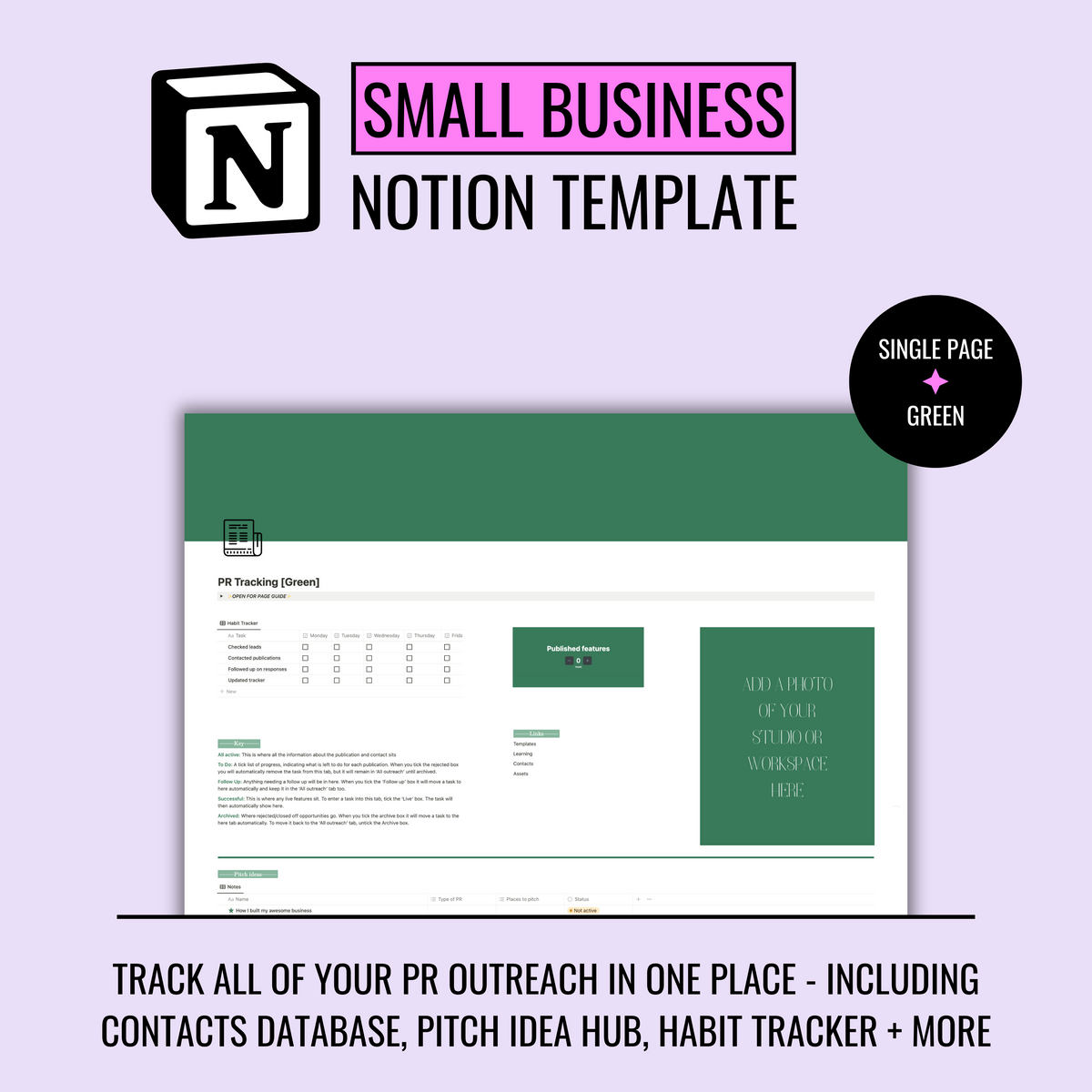 PR tracker Notion template