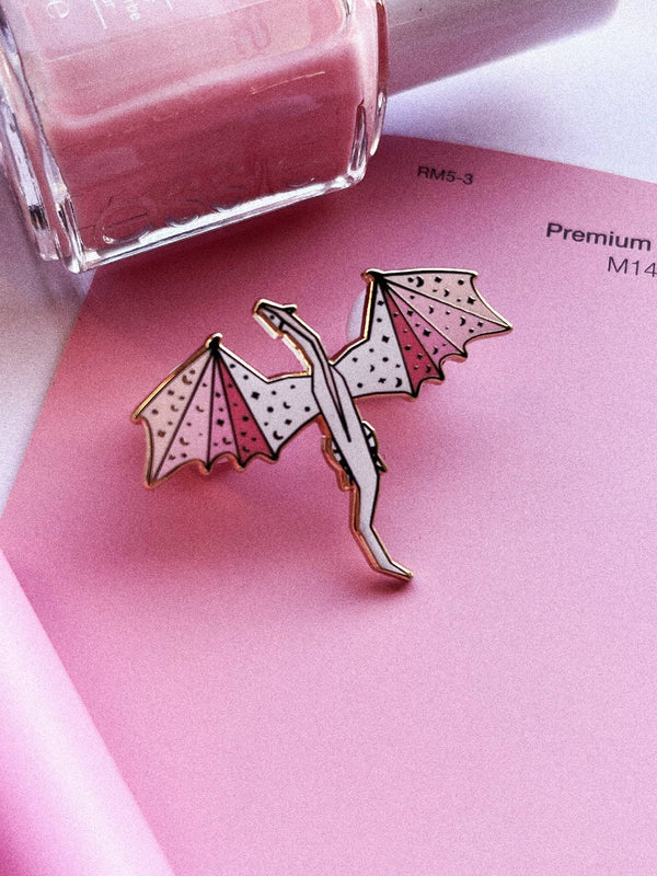 Pink and White Dragon Enamel Pin