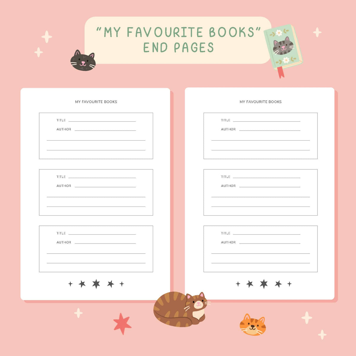 Reading Journal Cats – 50 Page Book Review Notebook