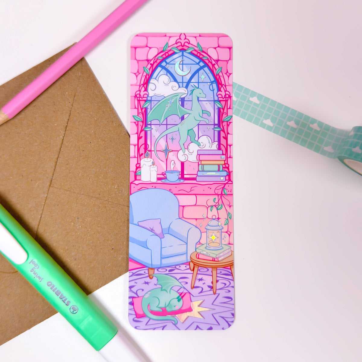 B GRADE | Library Window Holographic Foiled Bookmark – Limited Edition - Fantasy Bookish Bookmark