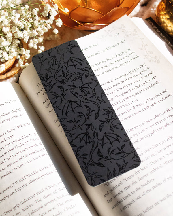 Black Floral Dragons Bookmark
