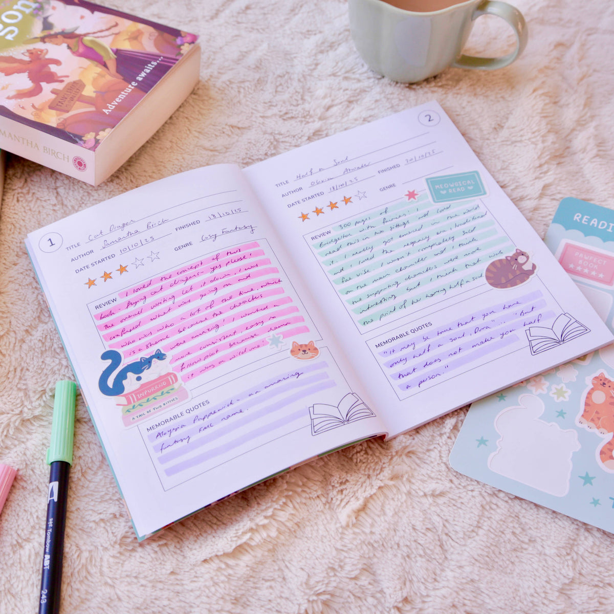 Reading Journal Cats – 50 Page Book Review Notebook