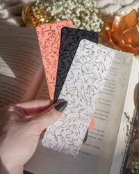 Rose Gold Foil & Coral Floral Dragons Bookmark