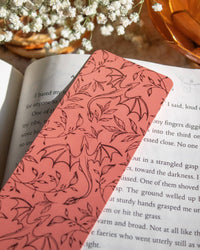 Rose Gold Foil & Coral Floral Dragons Bookmark