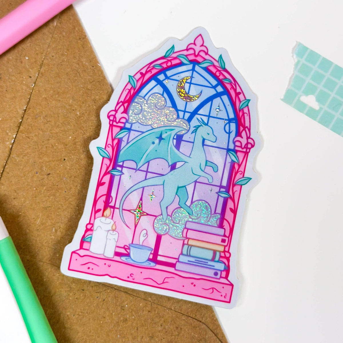Library Window Pixie Dust Glitter Sticker