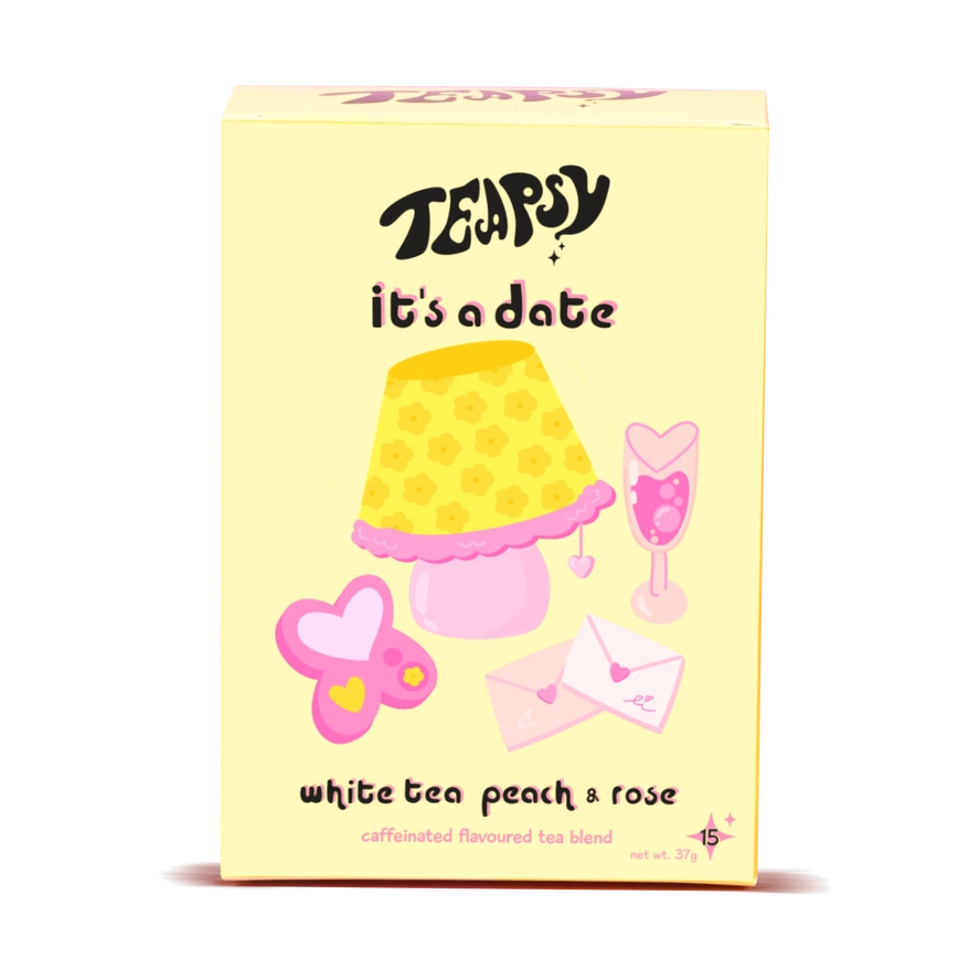 It's a date - white tea, peach + rose tea