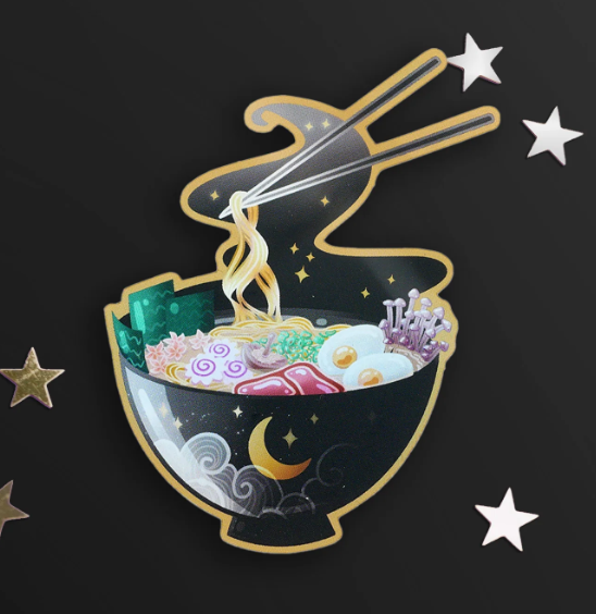 Enchanting Ramen Sticker - Black