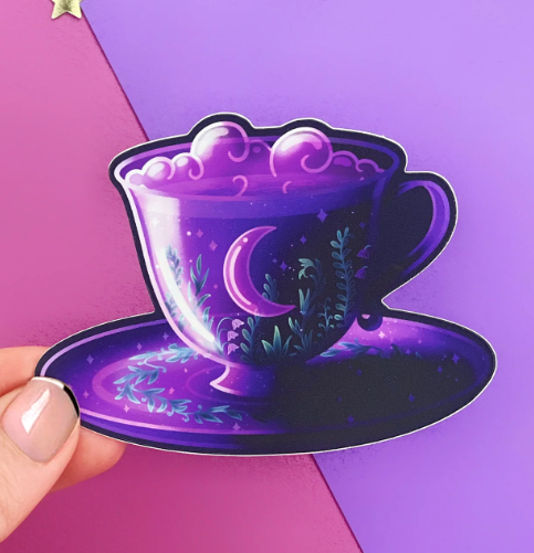 Mystical Moon Teacup Sticker