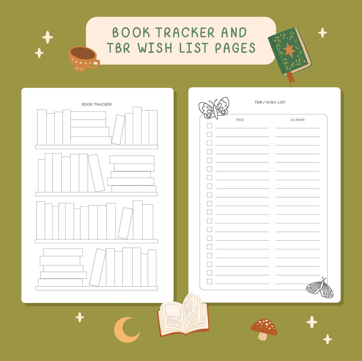 Reading Journal Fantasy Forest, 50 Page Book Review Notebook