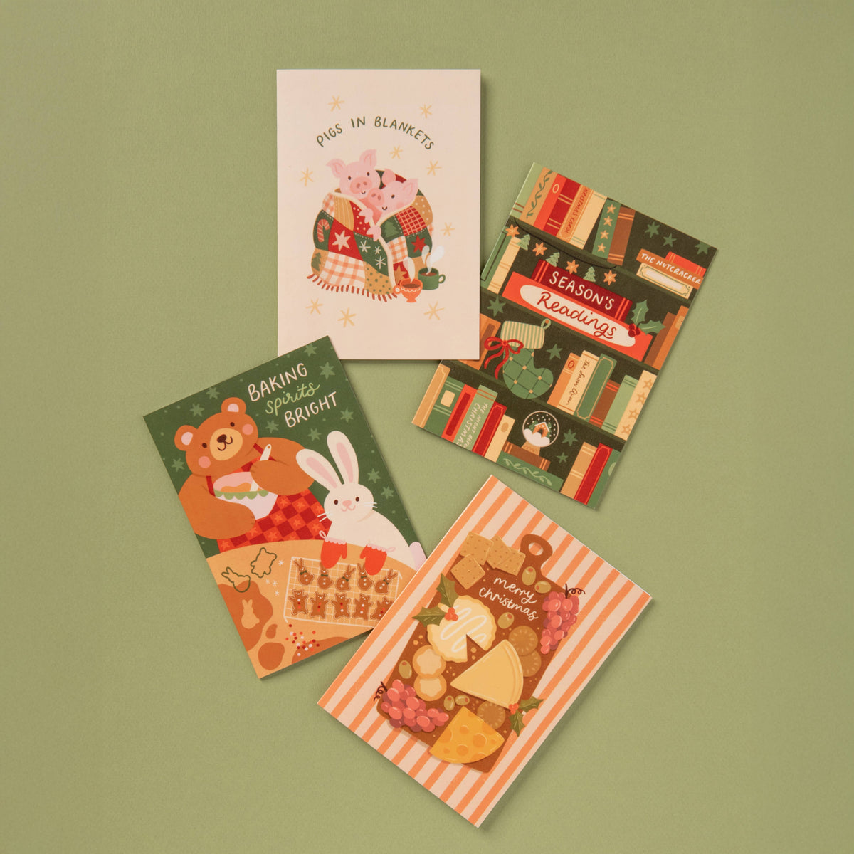 Christmas Card – Bear & Bunny Baking Gingerbread Design