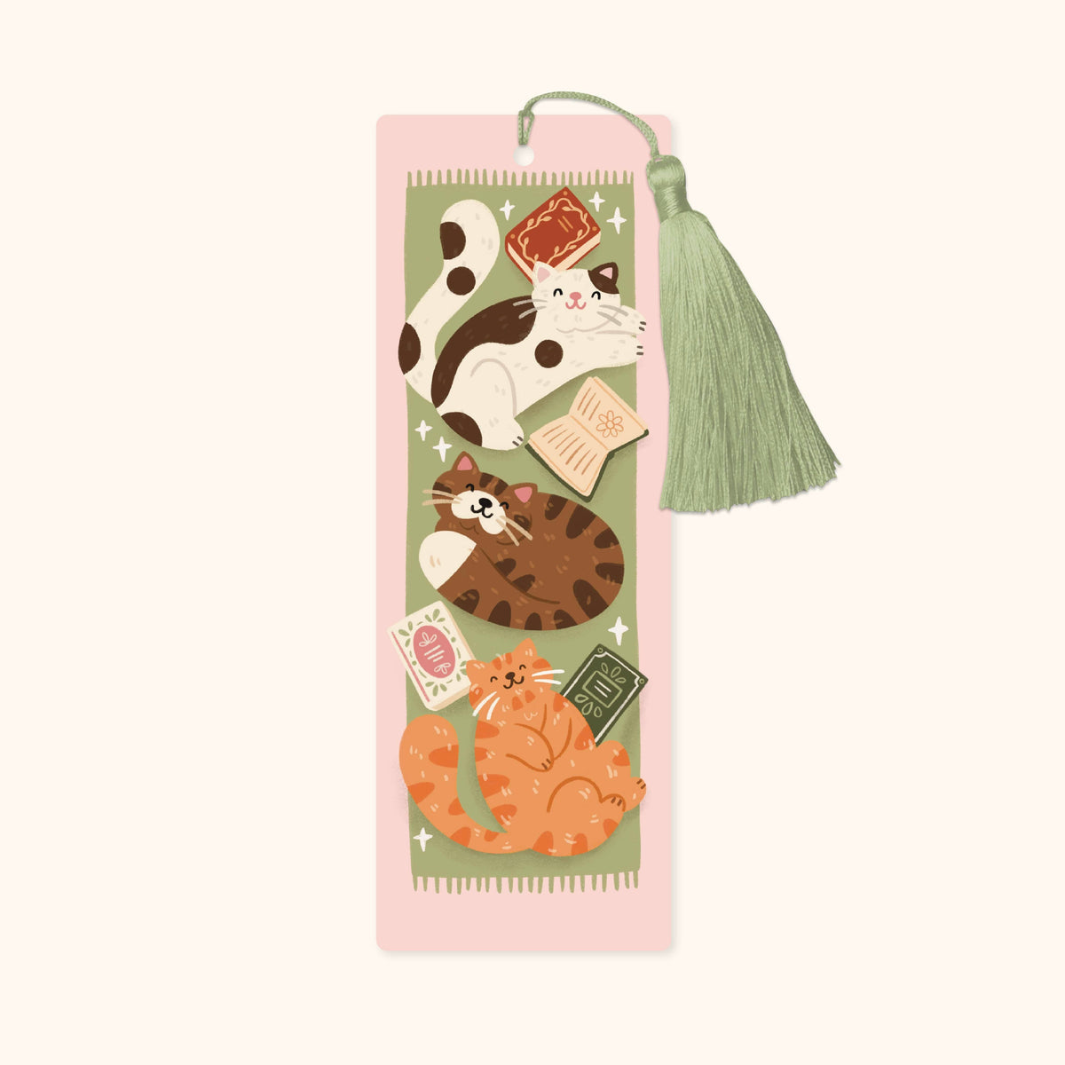 Cozy Cats Bookmark with Tassel