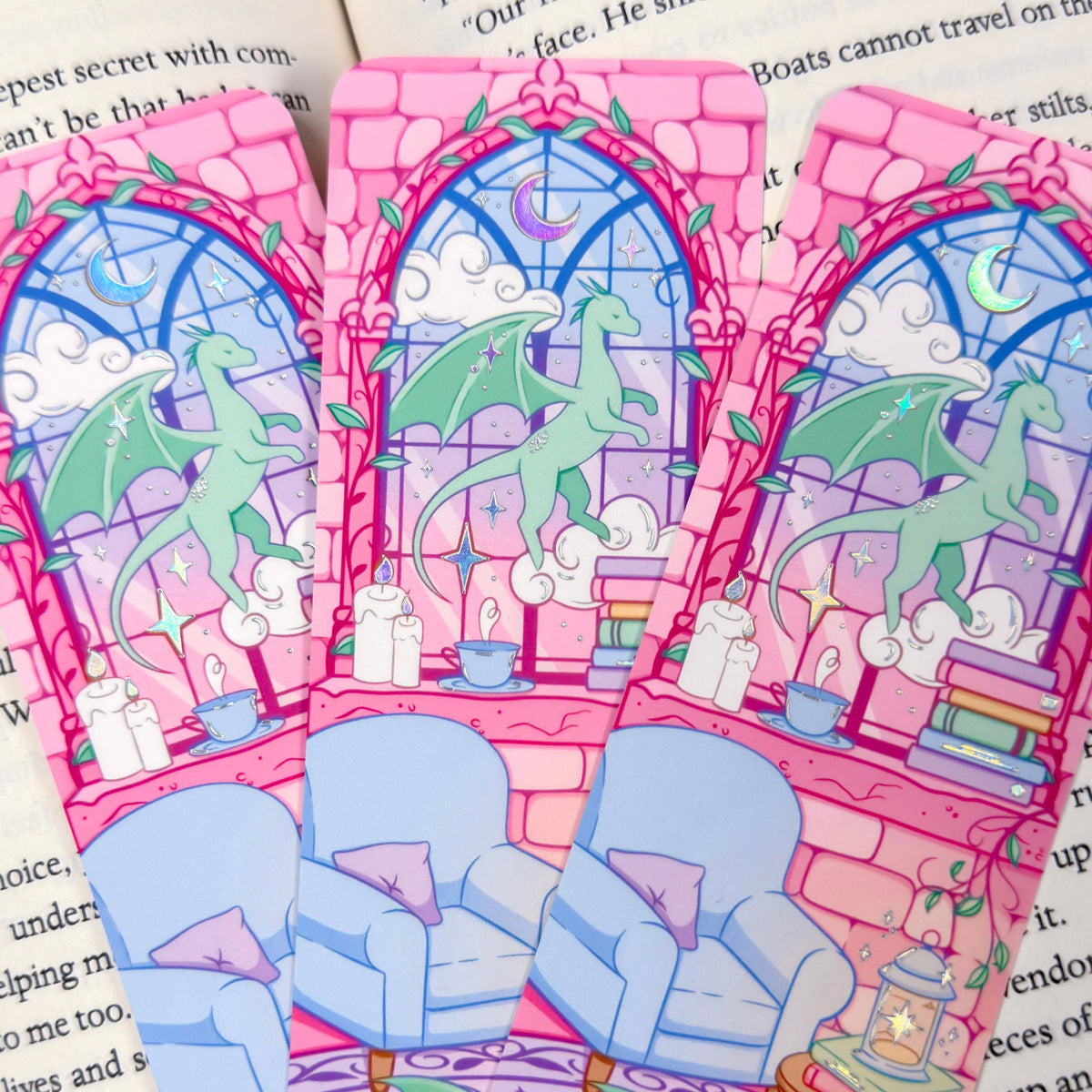B GRADE | Library Window Holographic Foiled Bookmark – Limited Edition - Fantasy Bookish Bookmark