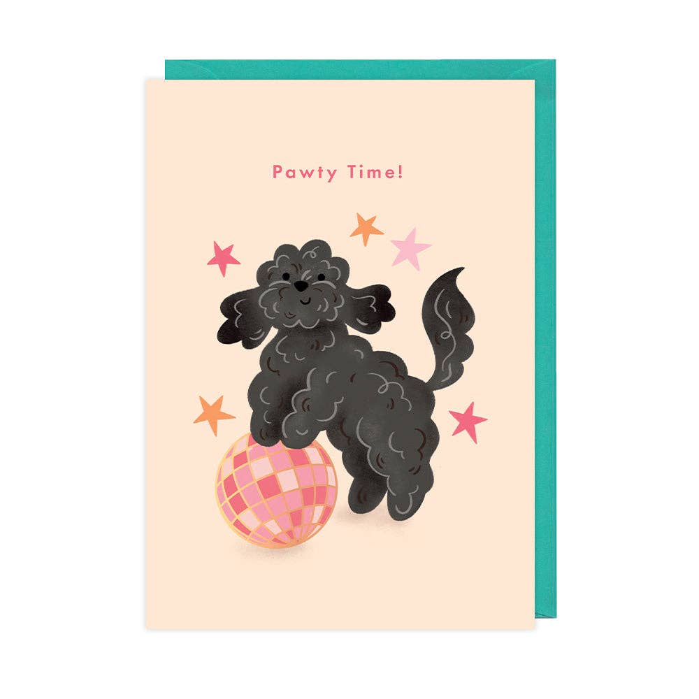 Black Dog Cockapoo Disco Ball Pawty Time Birthday Card