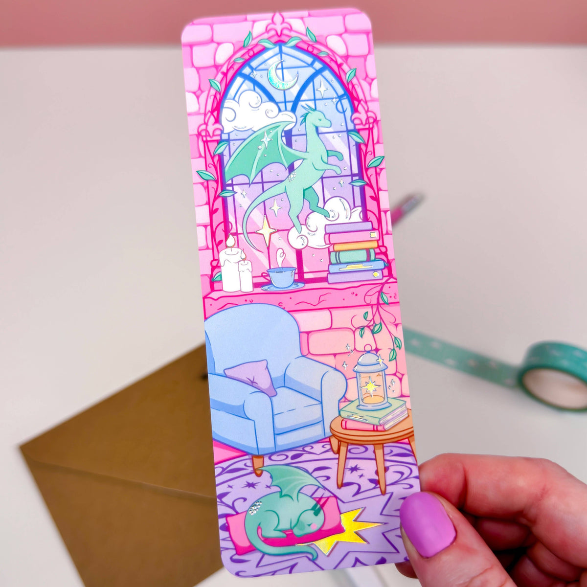 B GRADE | Library Window Holographic Foiled Bookmark – Limited Edition - Fantasy Bookish Bookmark
