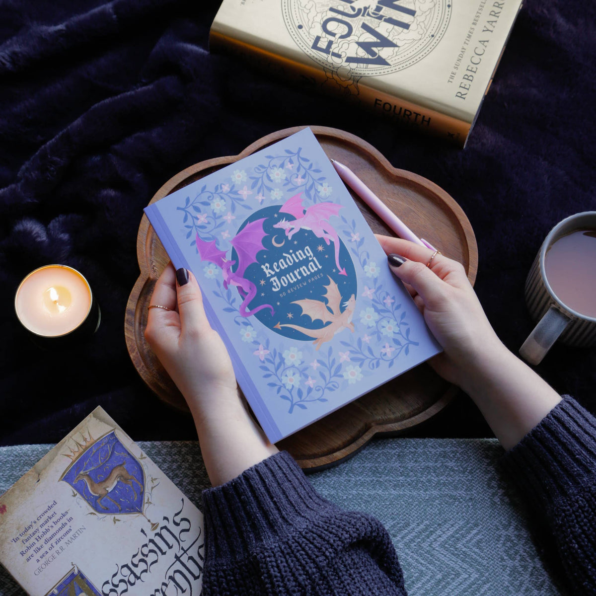 Reading Journal Dragon, Cosy Quest – 50 Book Review Notebook