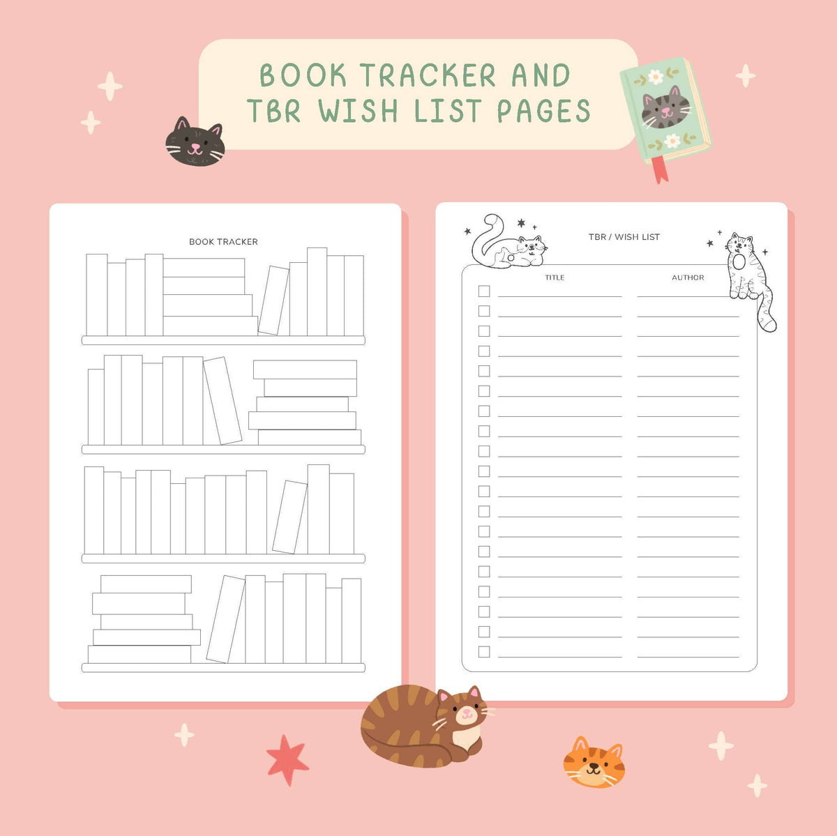 Reading Journal Cats – 50 Page Book Review Notebook