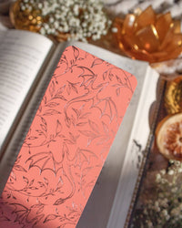 Rose Gold Foil & Coral Floral Dragons Bookmark