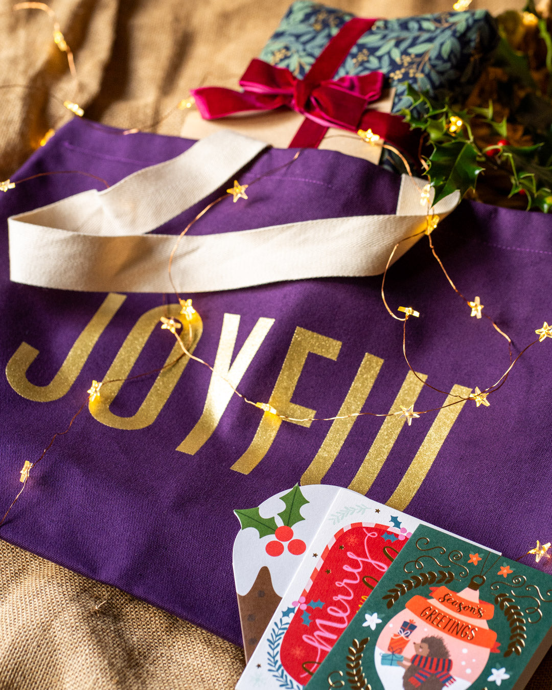 Joyful tote bag - plum