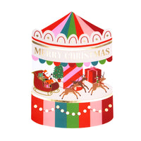 Festive carousel merry Christmas card