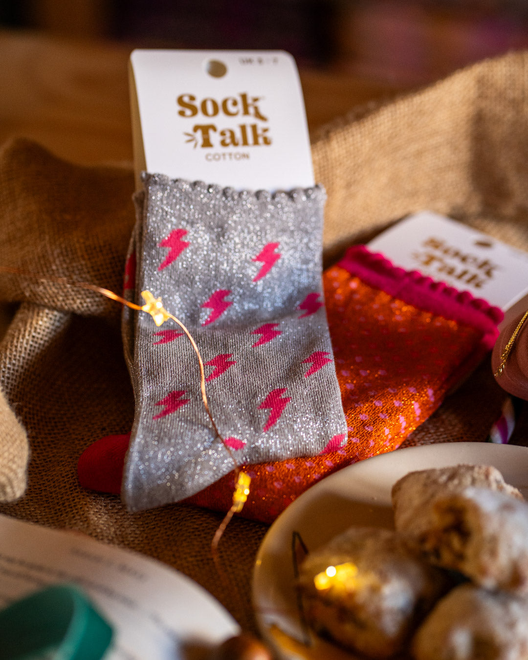 Polka dot glitter bamboo socks