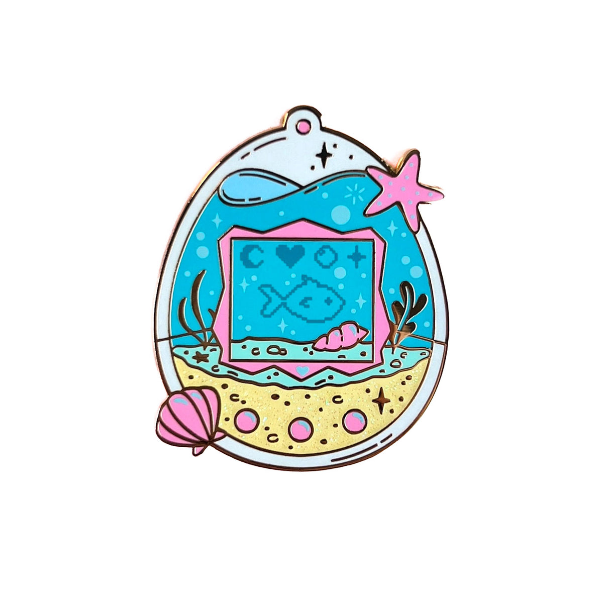 Digital aquarium enamel pin