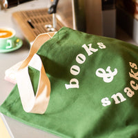 Books and snacks tote - green