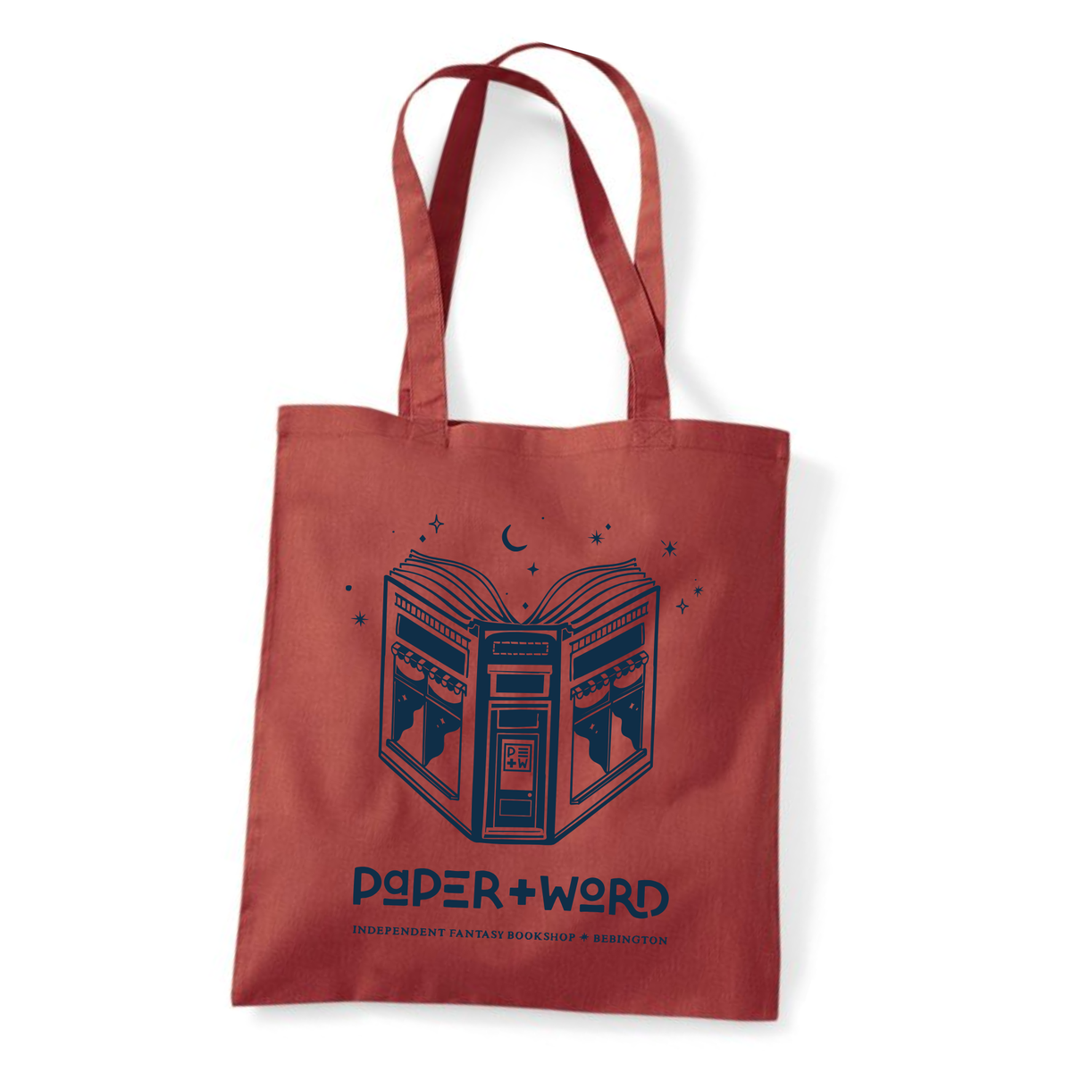 Rust bookshop tote bag