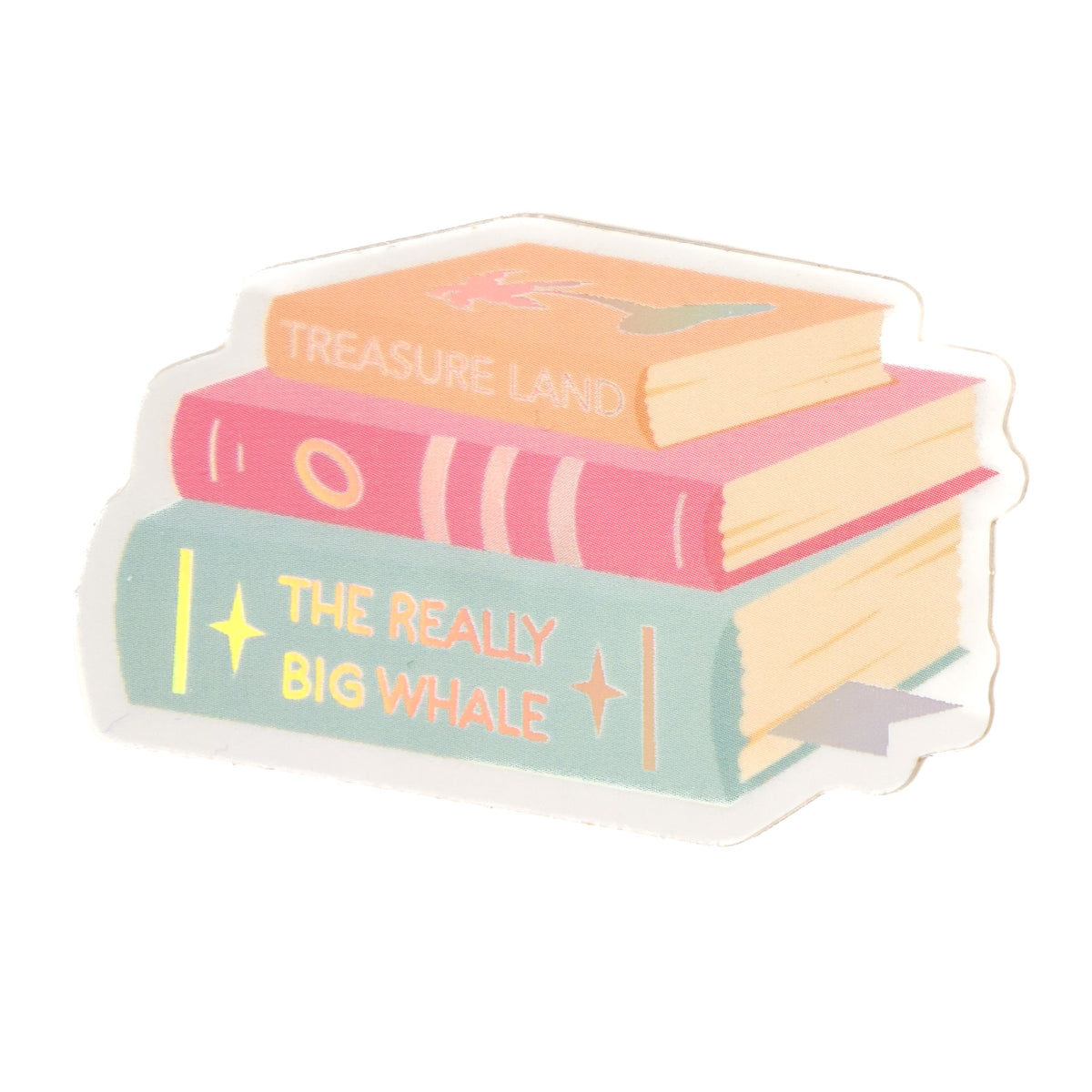Book stack holographic sticker