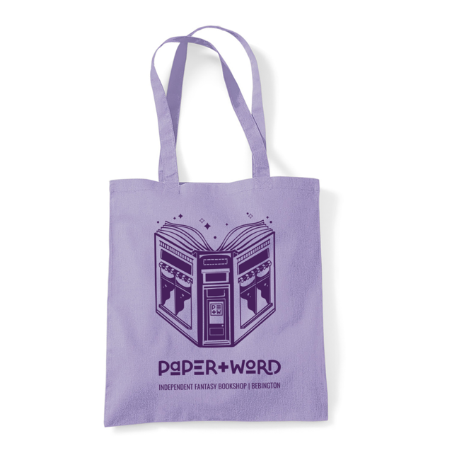 Lilac bookshop tote bag
